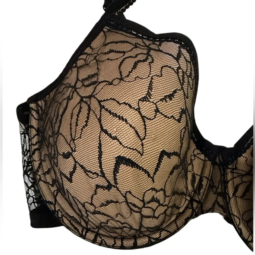 Wacoal Rosy Outlook Contour T-Shirt Underwire Bra Nude Black #853148 36DD